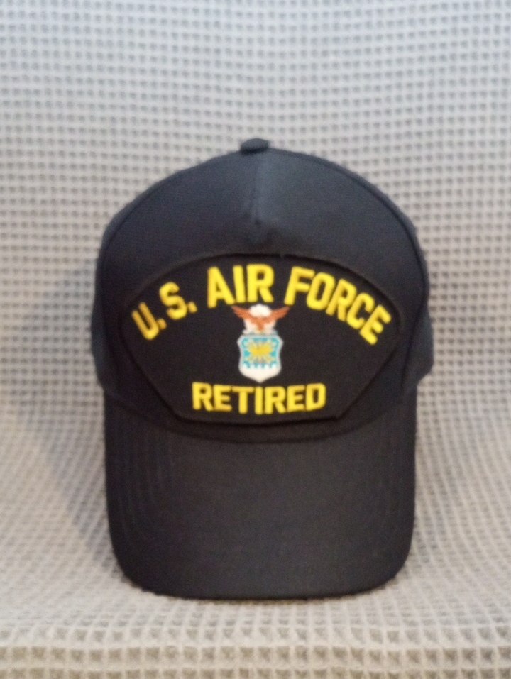 Men's Black Eagle Crest U.S. Air Force Retired Black Baseball Cap